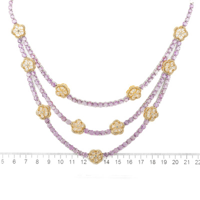 38.80ct Pink Sapphire & Diamond Necklace - 3