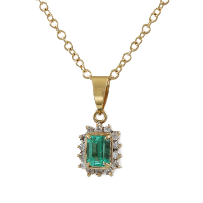 0.36ct Emerald and Diamond Pendant