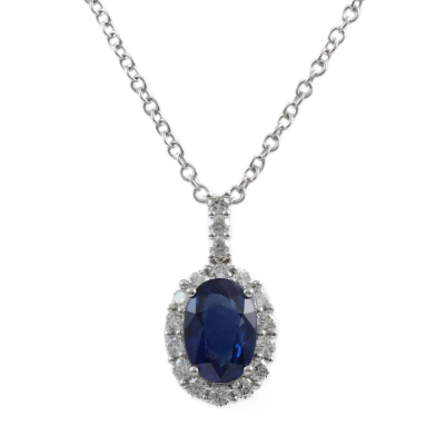 2.08ct Sapphire and Diamond Pendant