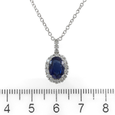 2.08ct Sapphire and Diamond Pendant - 2