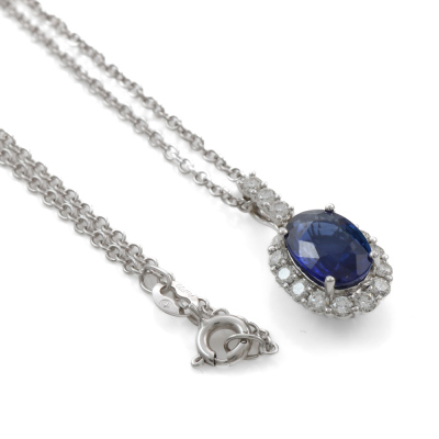 2.08ct Sapphire and Diamond Pendant - 6