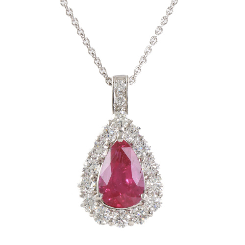 2.06ct Unheated Ruby & Diamond Pendant