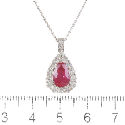 2.06ct Unheated Ruby & Diamond Pendant - 3