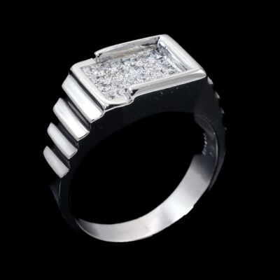 Mens Platinum Ring Diamond 0.47ct 21.5g - 5