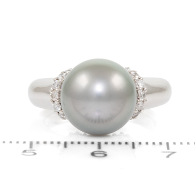 11.4mm Tahitian Pearl and Diamond Ring - 2