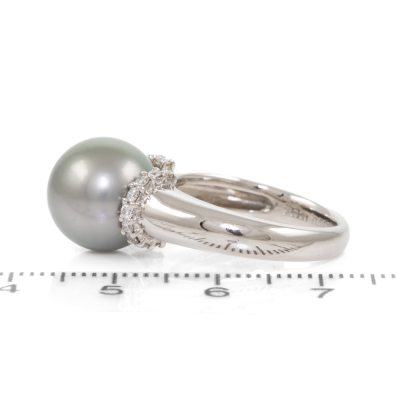 11.4mm Tahitian Pearl and Diamond Ring - 3