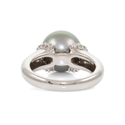 11.4mm Tahitian Pearl and Diamond Ring - 4