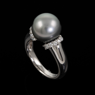 11.4mm Tahitian Pearl and Diamond Ring - 5