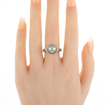 11.4mm Tahitian Pearl and Diamond Ring - 6