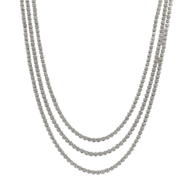 6.82ct Diamond 3 Row Tennis Necklace - 5