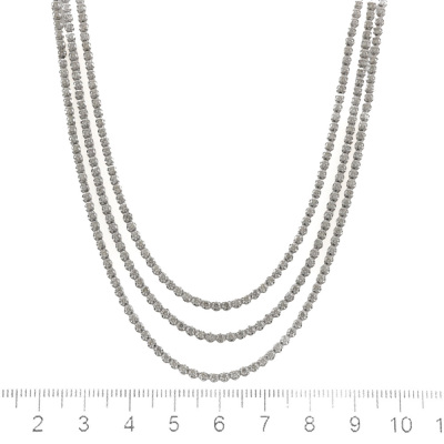 6.82ct Diamond 3 Row Tennis Necklace - 6