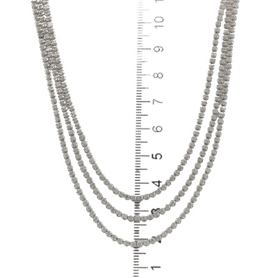 6.82ct Diamond 3 Row Tennis Necklace - 7