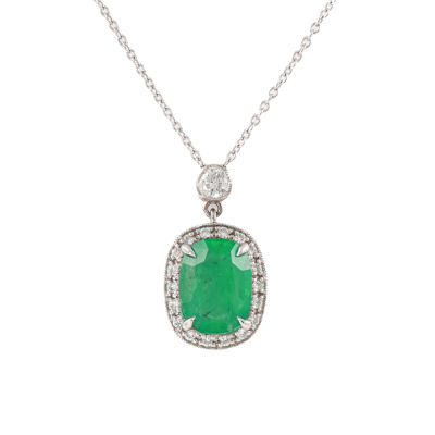 3.23ct Zambian Emerald and Diamond Pendant