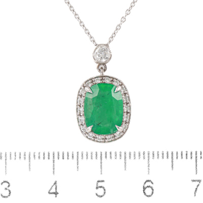 3.23ct Zambian Emerald and Diamond Pendant - 2