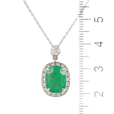 3.23ct Zambian Emerald and Diamond Pendant - 3