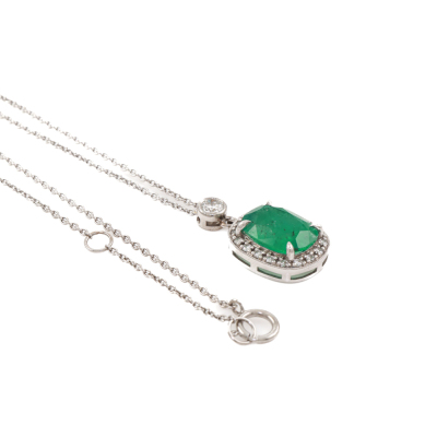 3.23ct Zambian Emerald and Diamond Pendant - 6