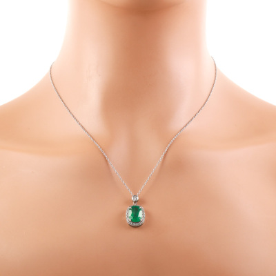 3.23ct Zambian Emerald and Diamond Pendant - 7