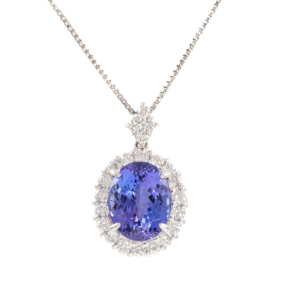 5.01ct Tanzanite and Diamond Pendant