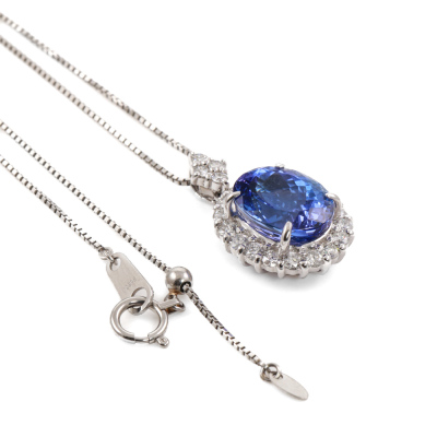 5.01ct Tanzanite and Diamond Pendant - 5