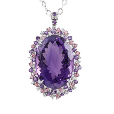 62.23ct Amethyst & Mixed Gemstone Pendant