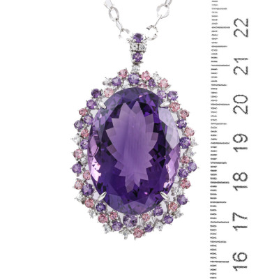 62.23ct Amethyst & Mixed Gemstone Pendant - 3