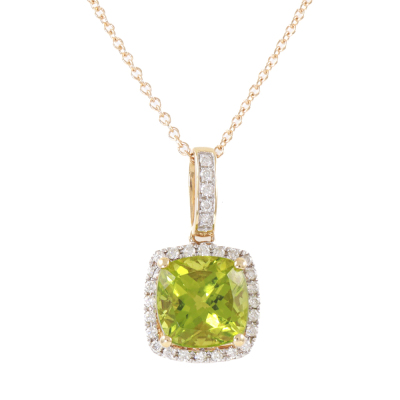 2.60ct Peridot and Diamond Pendant