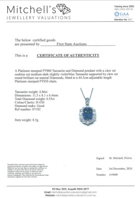 4.86ct Tanzanite and Diamond Pendant - 4