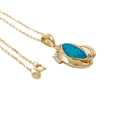 Bouler Opal and Diamond Pendant - 4