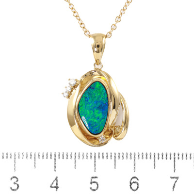 Bouler Opal and Diamond Pendant - 7