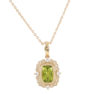 0.95ct Peridot and Diamond Pendant