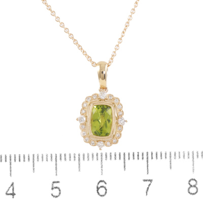 0.95ct Peridot and Diamond Pendant - 2