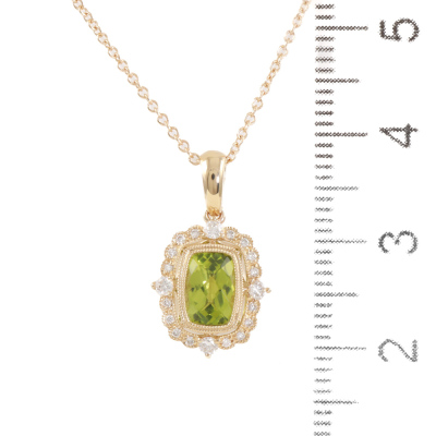 0.95ct Peridot and Diamond Pendant - 3