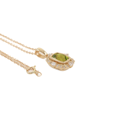 0.95ct Peridot and Diamond Pendant - 5