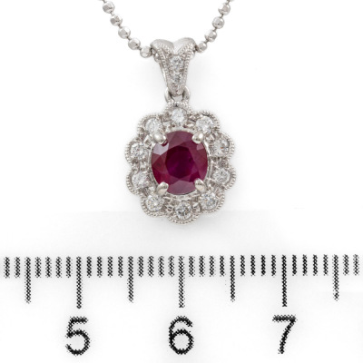 1.09ct Ruby & Diamond Pendant - 2