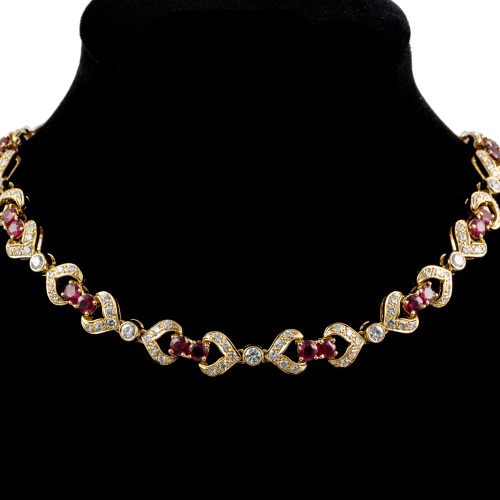 6.80ct Ruby & 4.75ct Diamond Necklace