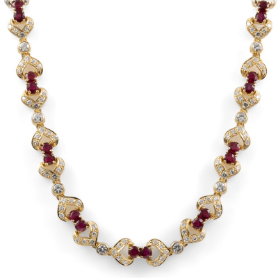 6.80ct Ruby & 4.75ct Diamond Necklace - 2