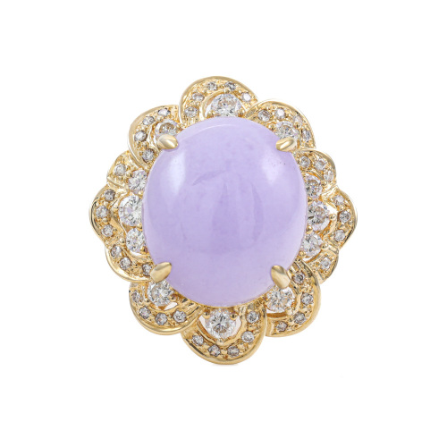 18.34ct Lavender Jade & Diamond Ring