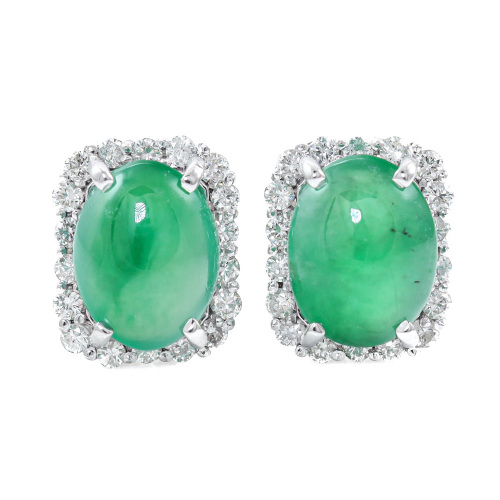 3.82ct Jade and Diamond Earrings