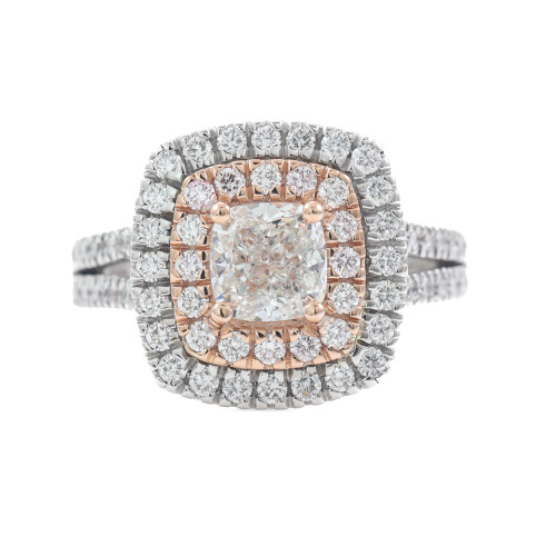 1.00ct Centre Diamond Halo Ring GSL