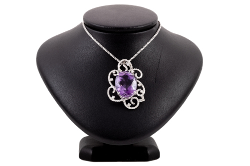 17.43ct Amethyst and 1.08ct Diamond Pendant