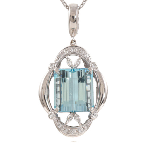 10.61ct Aquamarine & Diamond Enhancer Pendant