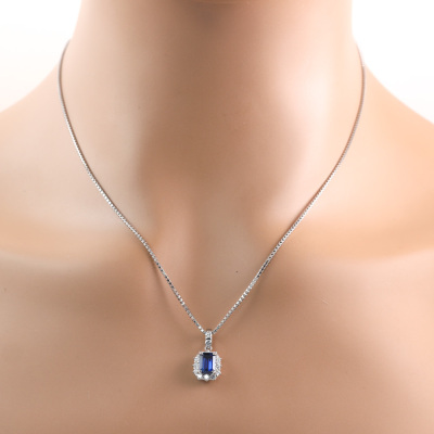 1.29ct Sapphire and Diamond Pendant - 6