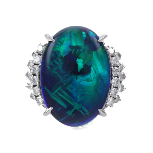 13.33ct Black Opal and Diamond Ring