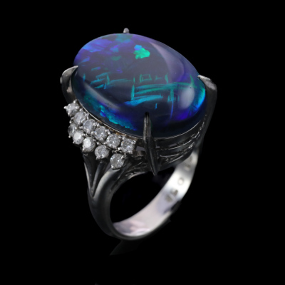 13.33ct Black Opal and Diamond Ring - 6