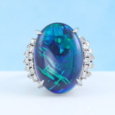 13.33ct Black Opal and Diamond Ring - 8