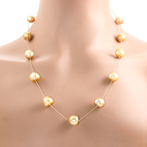 12.6-10.9mm Golden South Sea Pearl Necklace