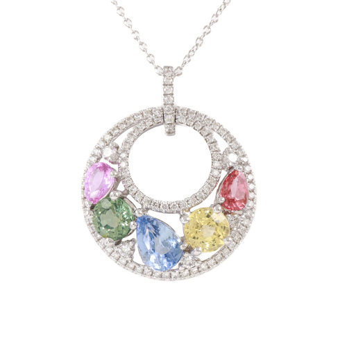 2.98ct Sapphire and Diamond Pendant