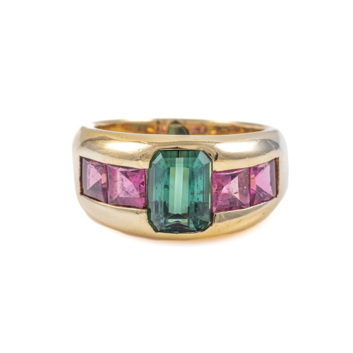 Green & Pink Tourmaline Ring