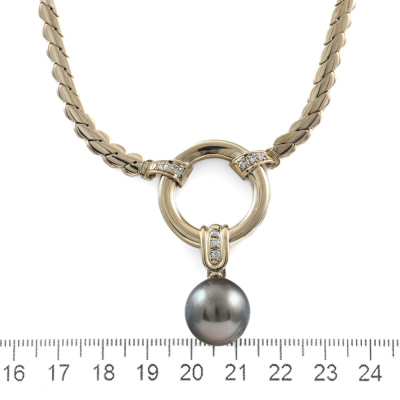 14.5mm Tahitian Pearl and Diamond Necklace - 3