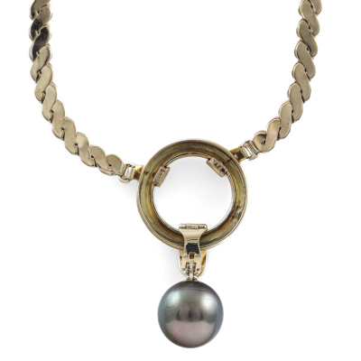 14.5mm Tahitian Pearl and Diamond Necklace - 6